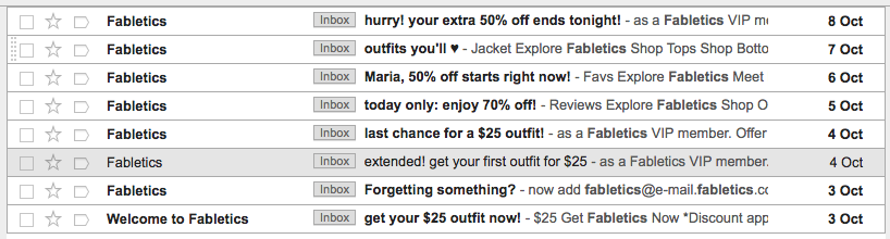 ecommerce emails in an inbox