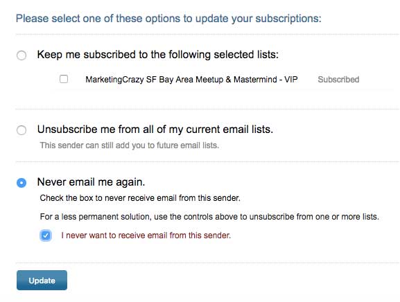 Unsubscribe example